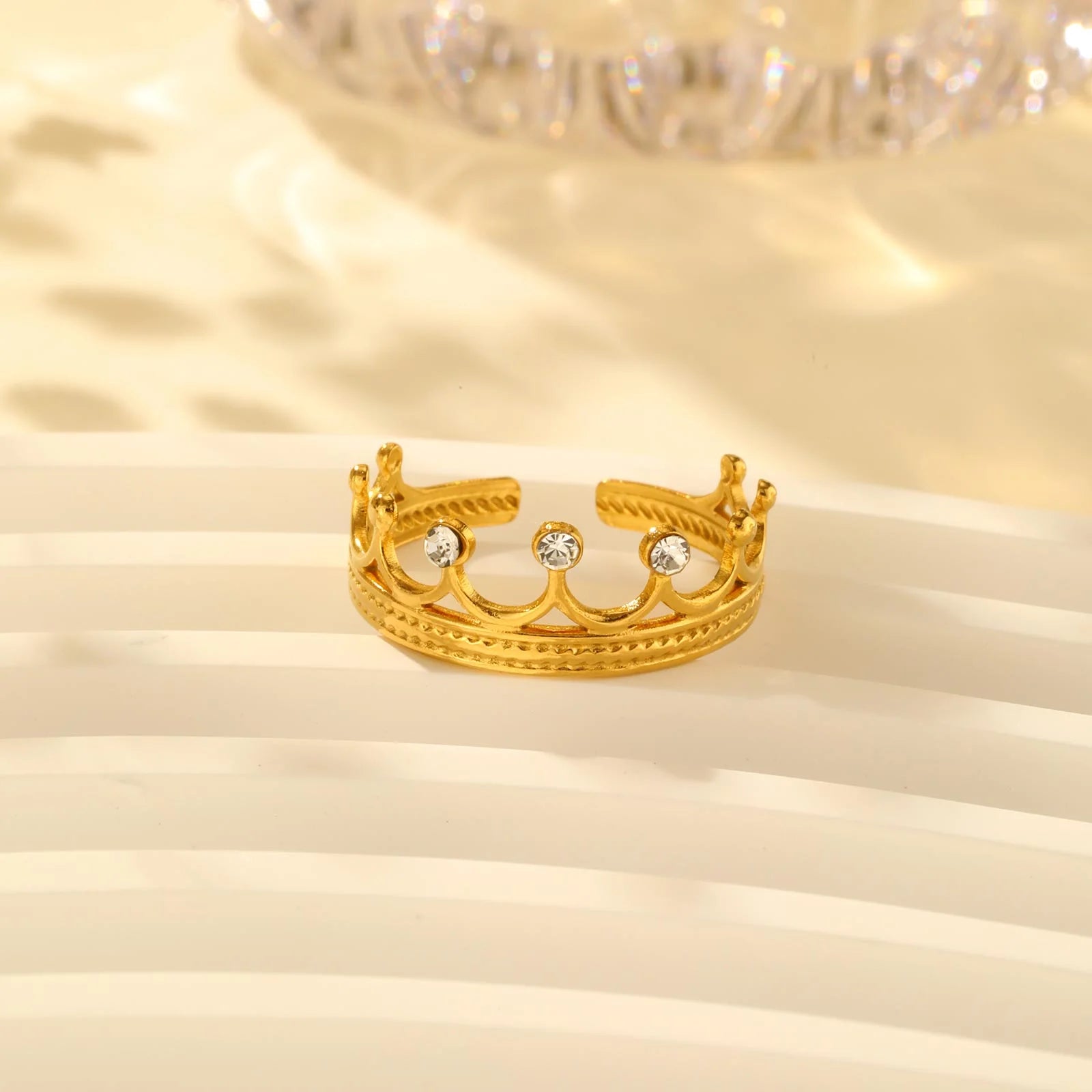 Anel Geométrico Crown Dourado Lenogue Ouro