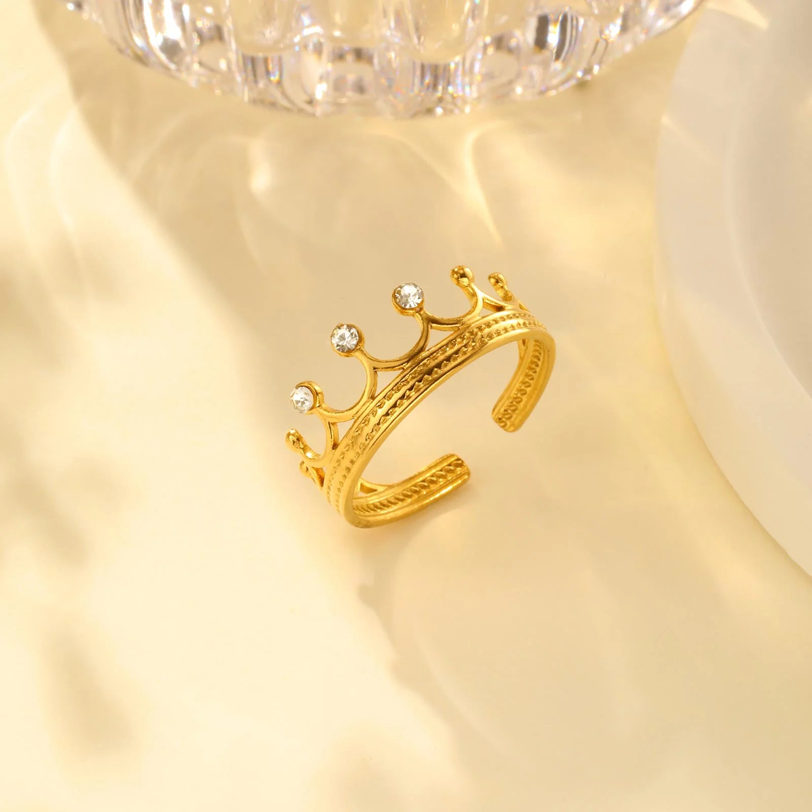 Anel Geométrico Crown Dourado Lenogue Ouro