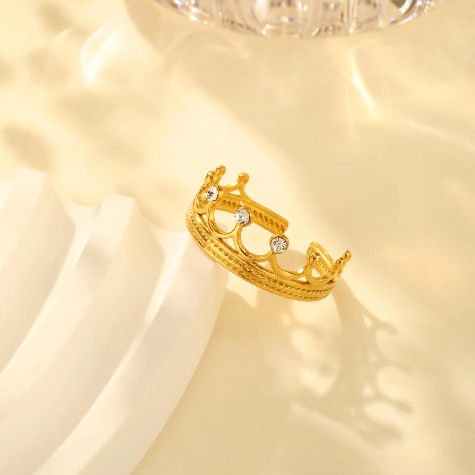 Anel Geométrico Crown Dourado Lenogue Ouro