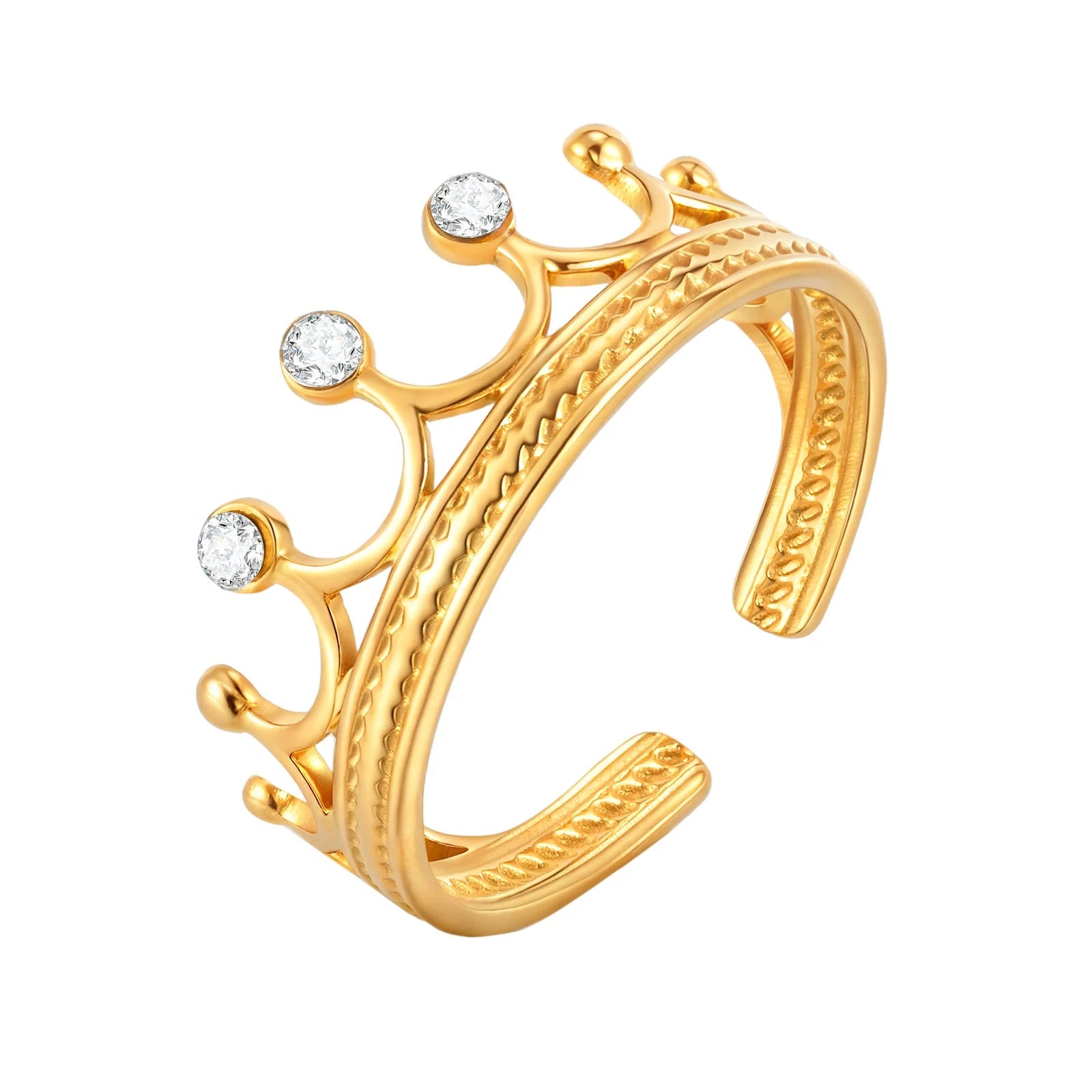 Anel Geométrico Crown Dourado Lenogue Ouro