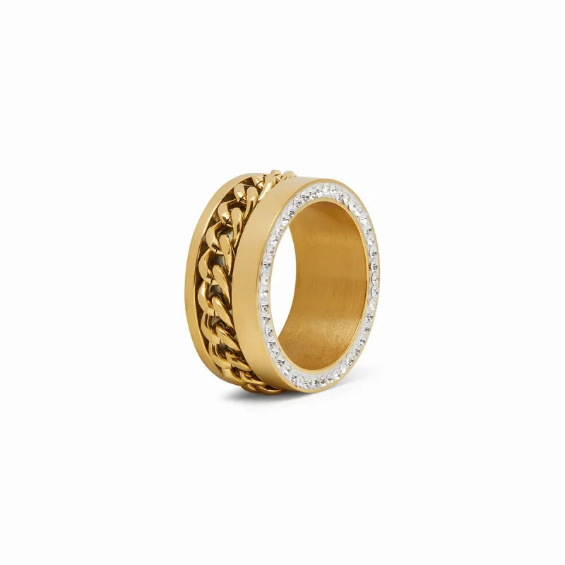 Anel Glamorous Elos Zircônia Banhado em Ouro 18K Lenogue