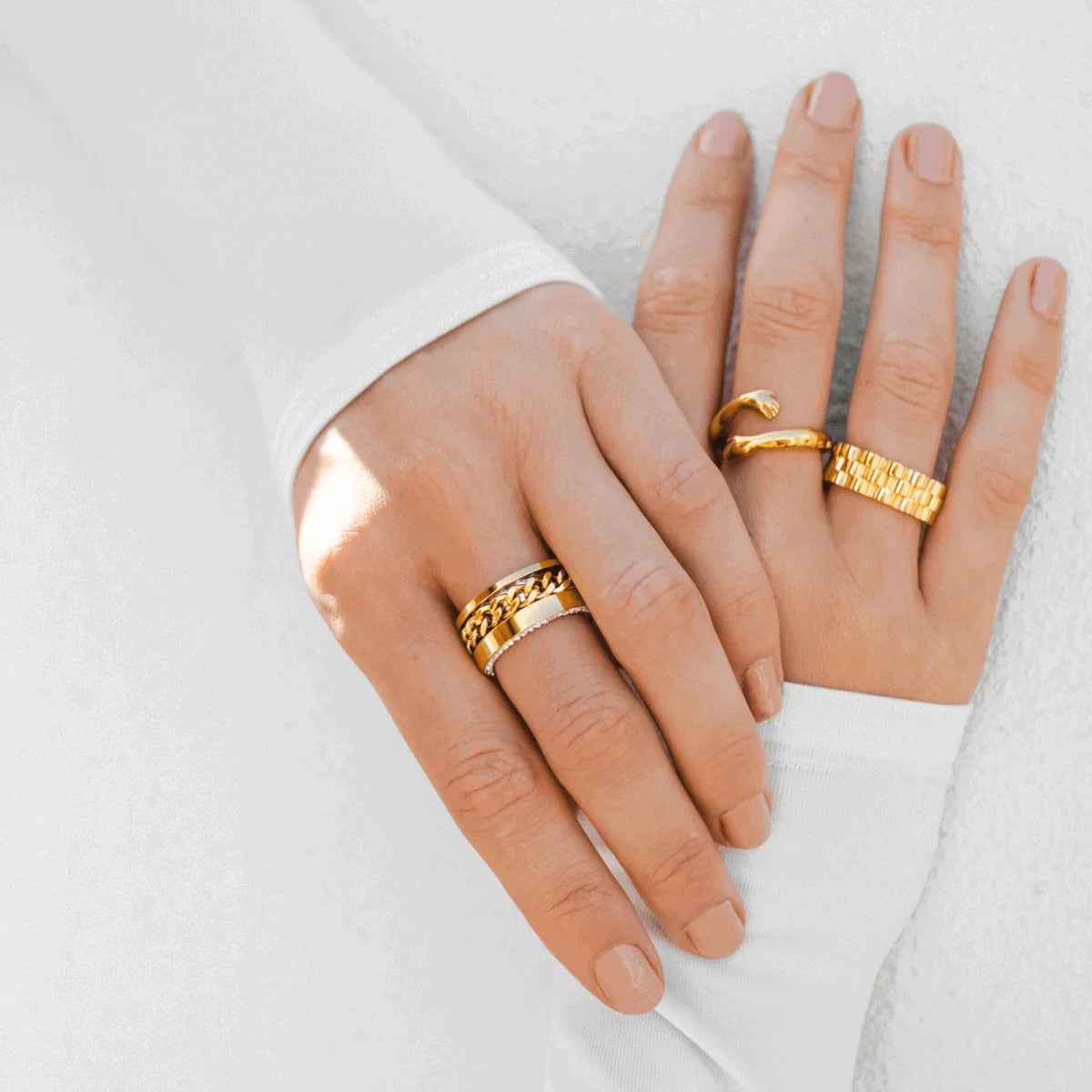 Anel Glamorous Elos Zircônia Lenogue Ouro / 14