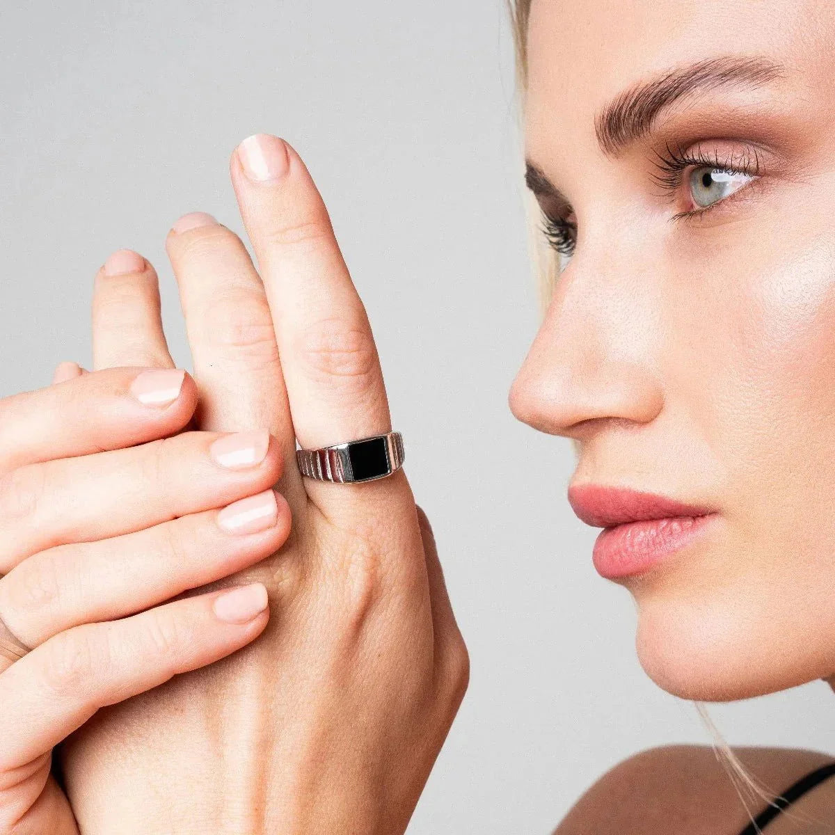 Anel Imperial Noir Prata Lenogue / 14