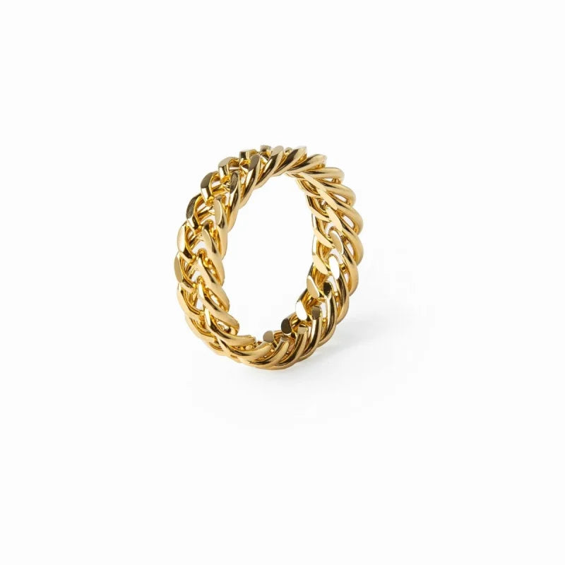 Anel Luxurious Corrente Banhado em Ouro 18K Lenogue