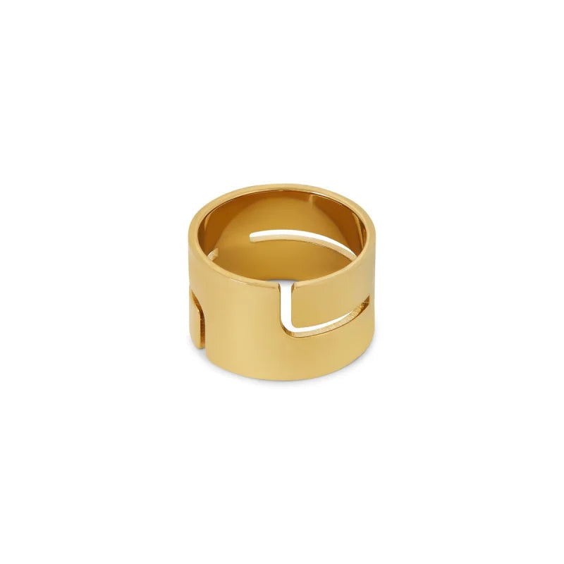 Anel Luxurious Hi-lo Chunky Banhado em Ouro 18K Lenogue