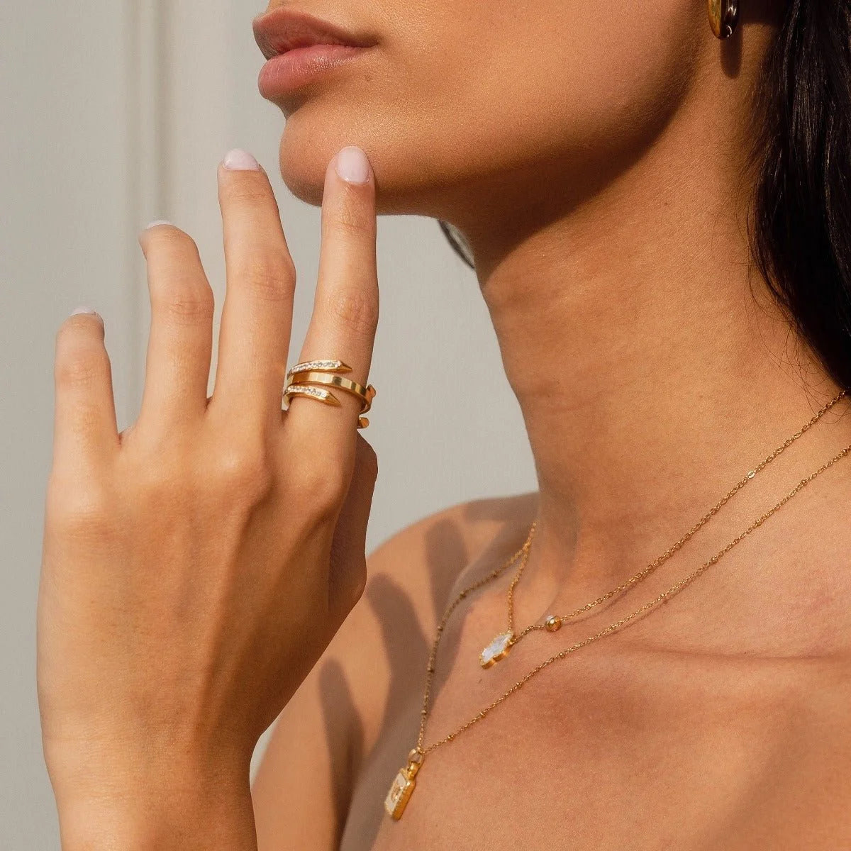 Anel Luxurious Prego Pontas Lenogue Ouro / 14