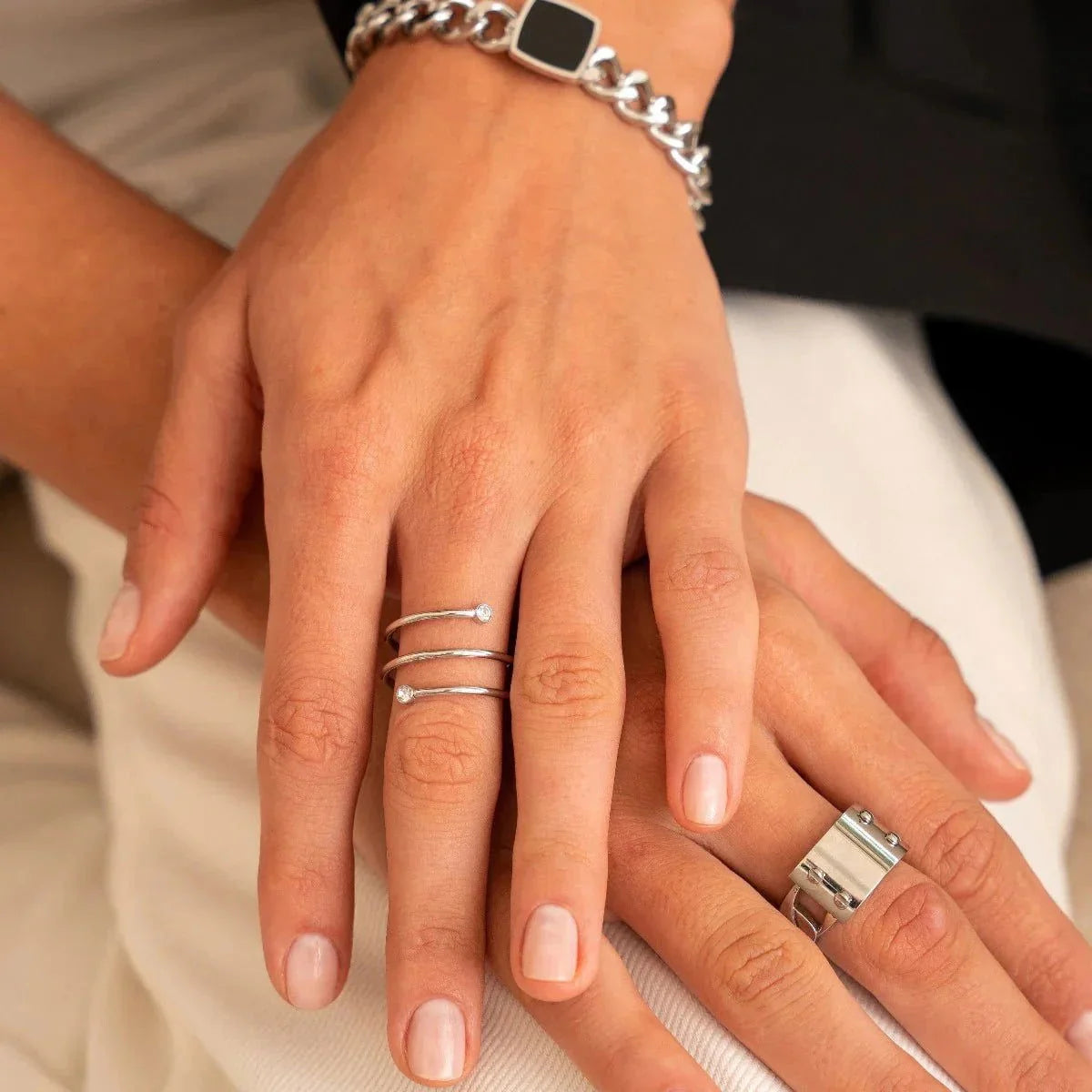 Anel Noble Espiral Fine Prata Lenogue / 14