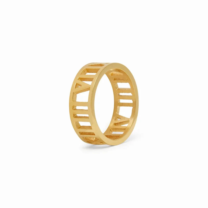 Anel Noble Numeral Romanos Banhado em Ouro 18K Lenogue