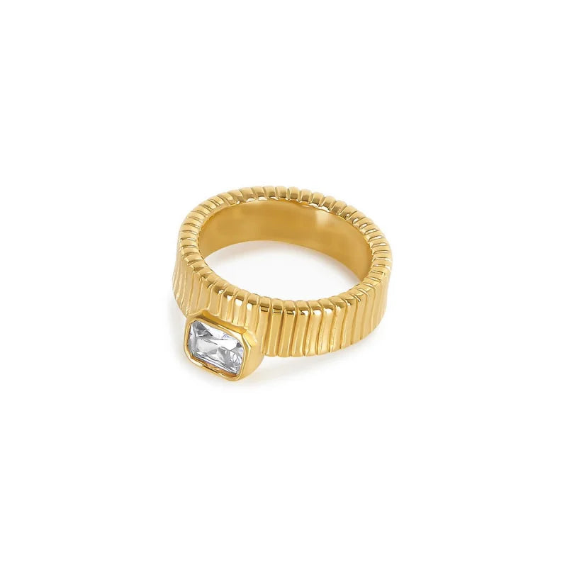 Anel Prestigious Capri Cristal Banhado em Ouro 18k Lenogue