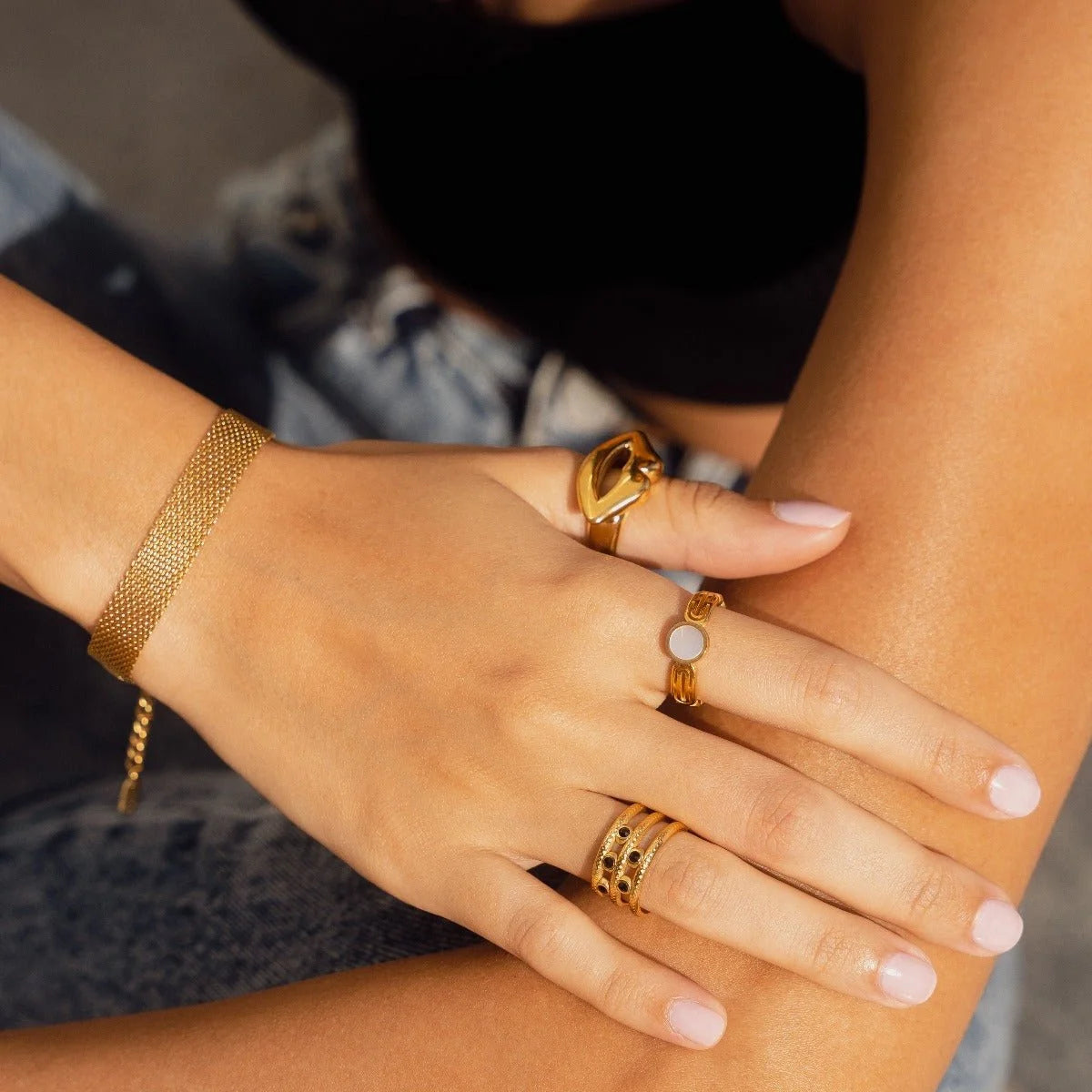 Anel Pure Athena Pedra Madrepérola Lenogue