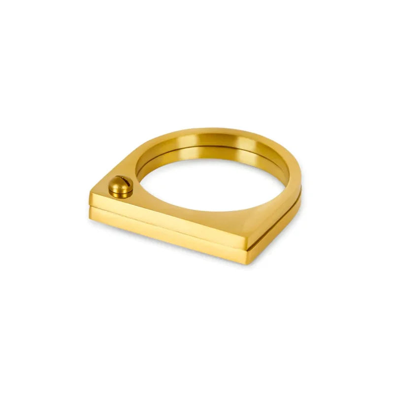 Anel Pure Parafuso Plano Banhado em Ouro 18k Lenogue