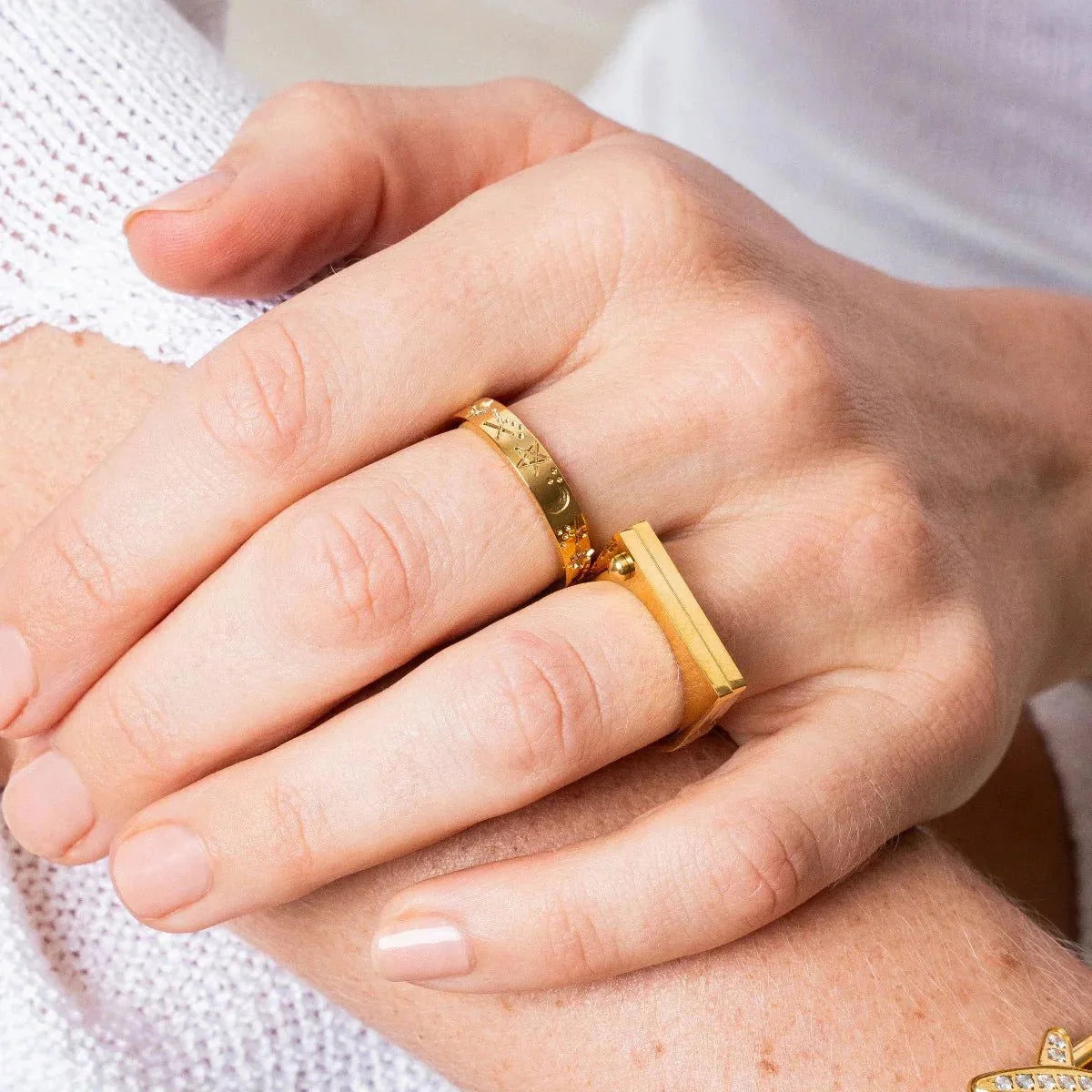 Anel Pure Parafuso Plano Lenogue Ouro / 14