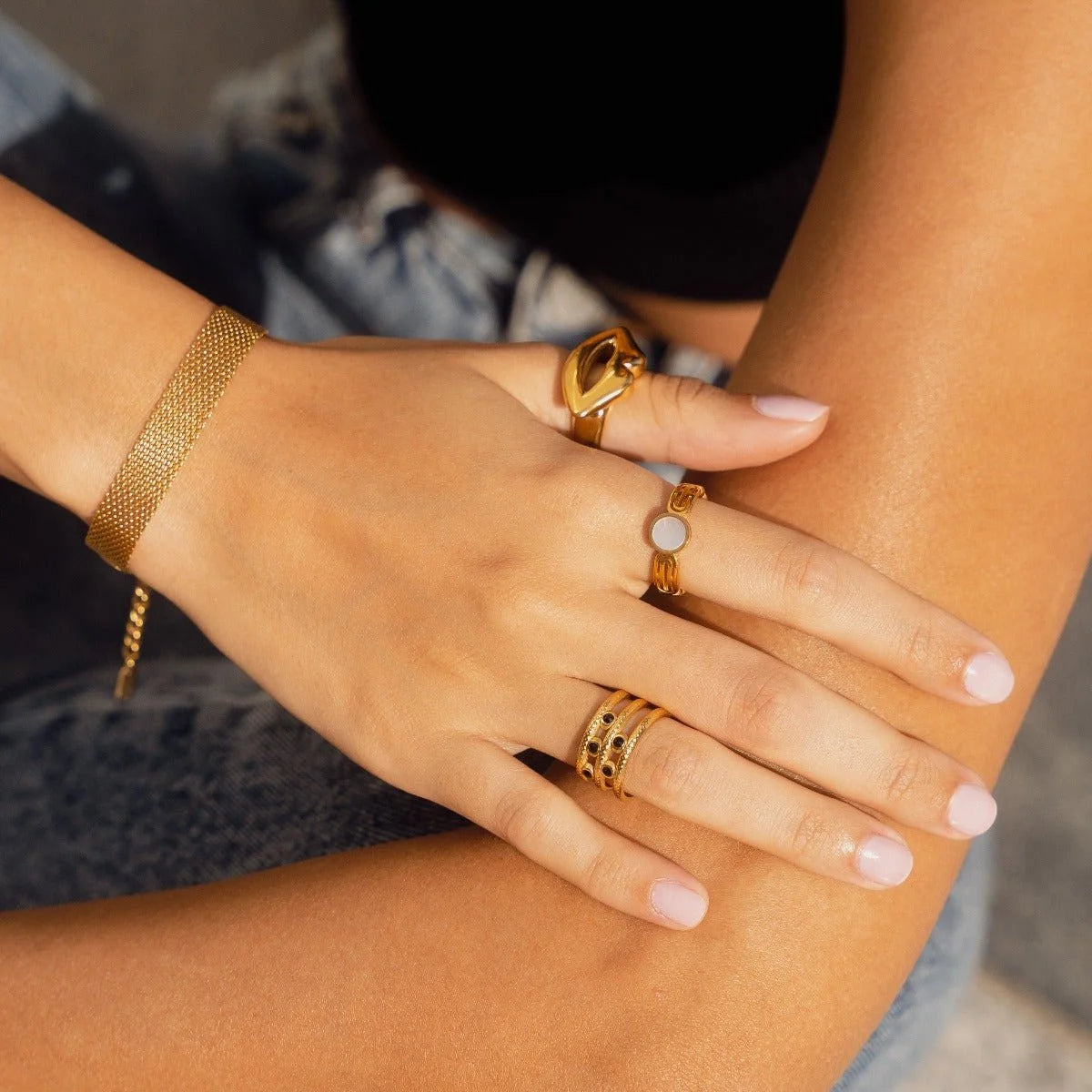 Anel Radiant Ajustável Melina Lenogue Ouro