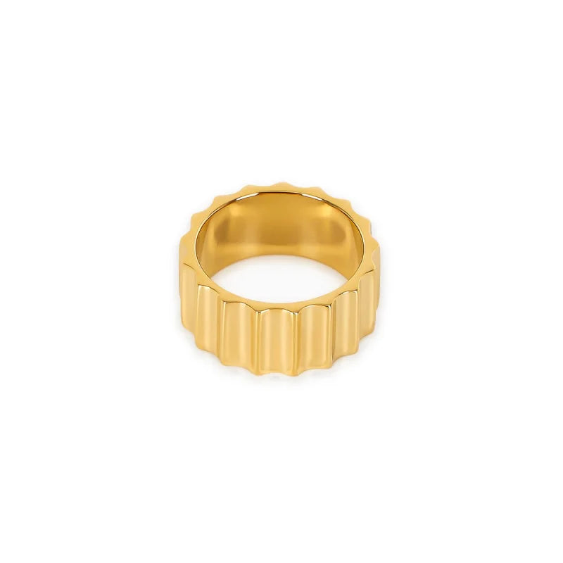 Anel Radiant Groove Banhado em Ouro 18k Lenogue