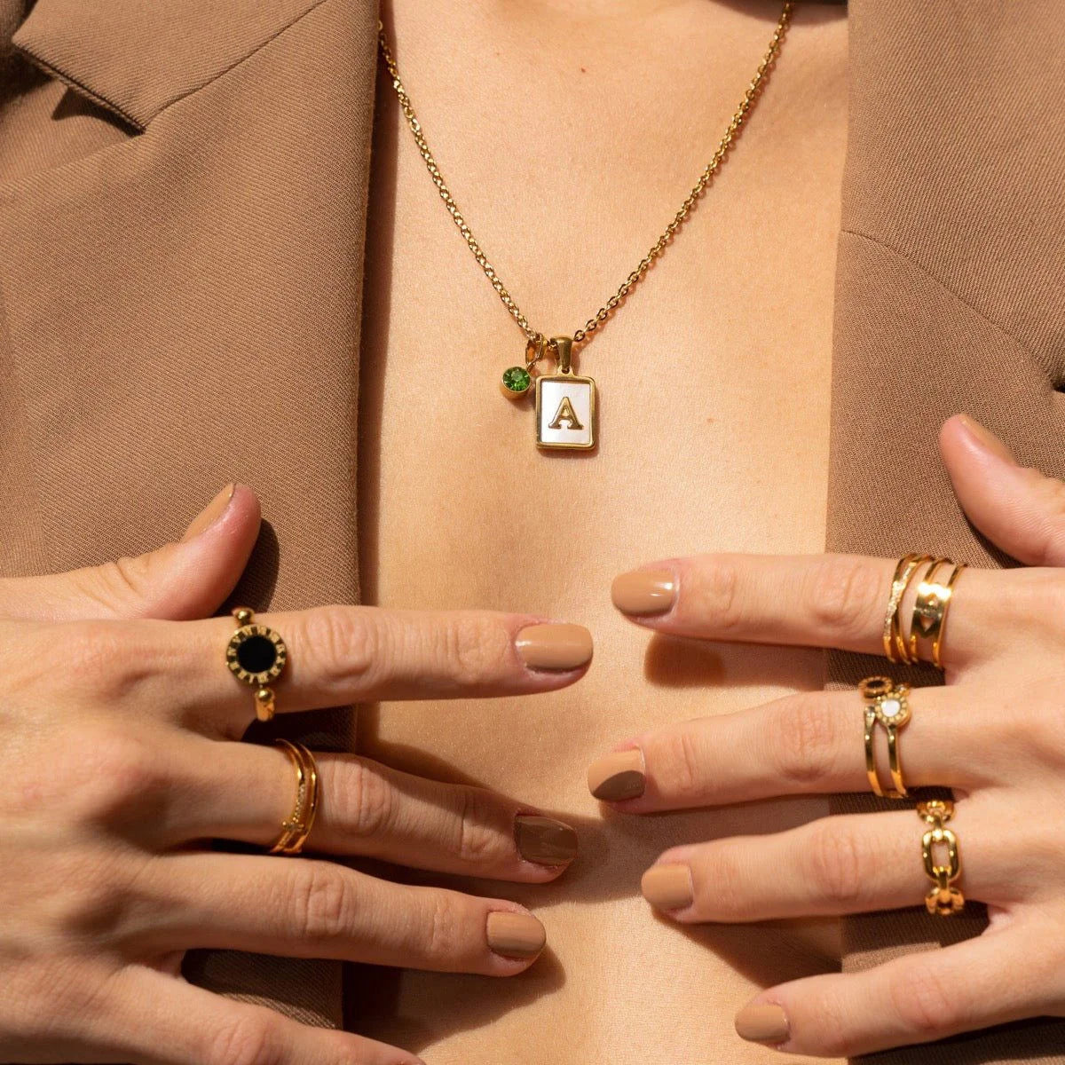 Anel Radiant Olho Grego Ajustável Lenogue Ouro