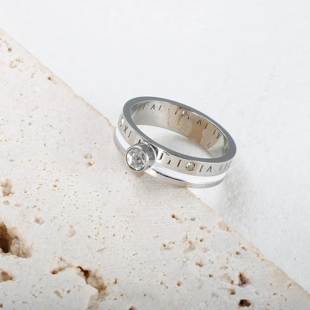 Anel Radiant Rainha Pedra Cristal Prata Lenogue