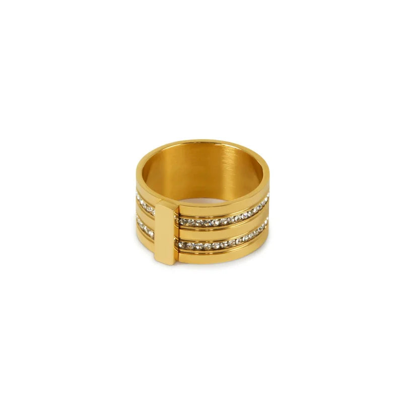 Anel Royal Caviar Stack Banhado em Ouro 18K Lenogue