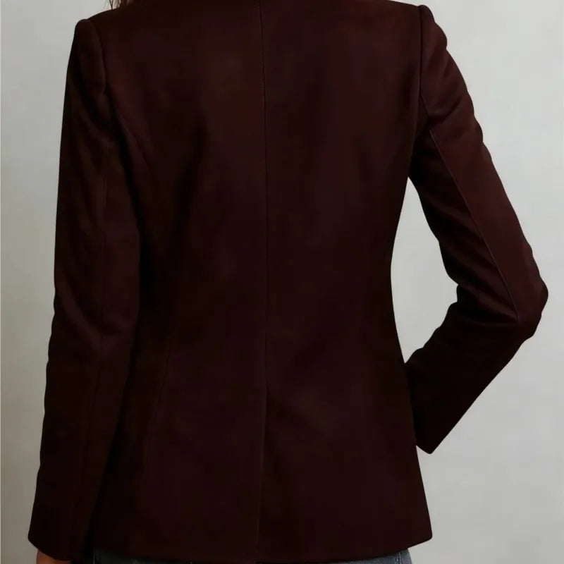 Blazer Camurça Sintética Gola Lapela Botão único Lenogue