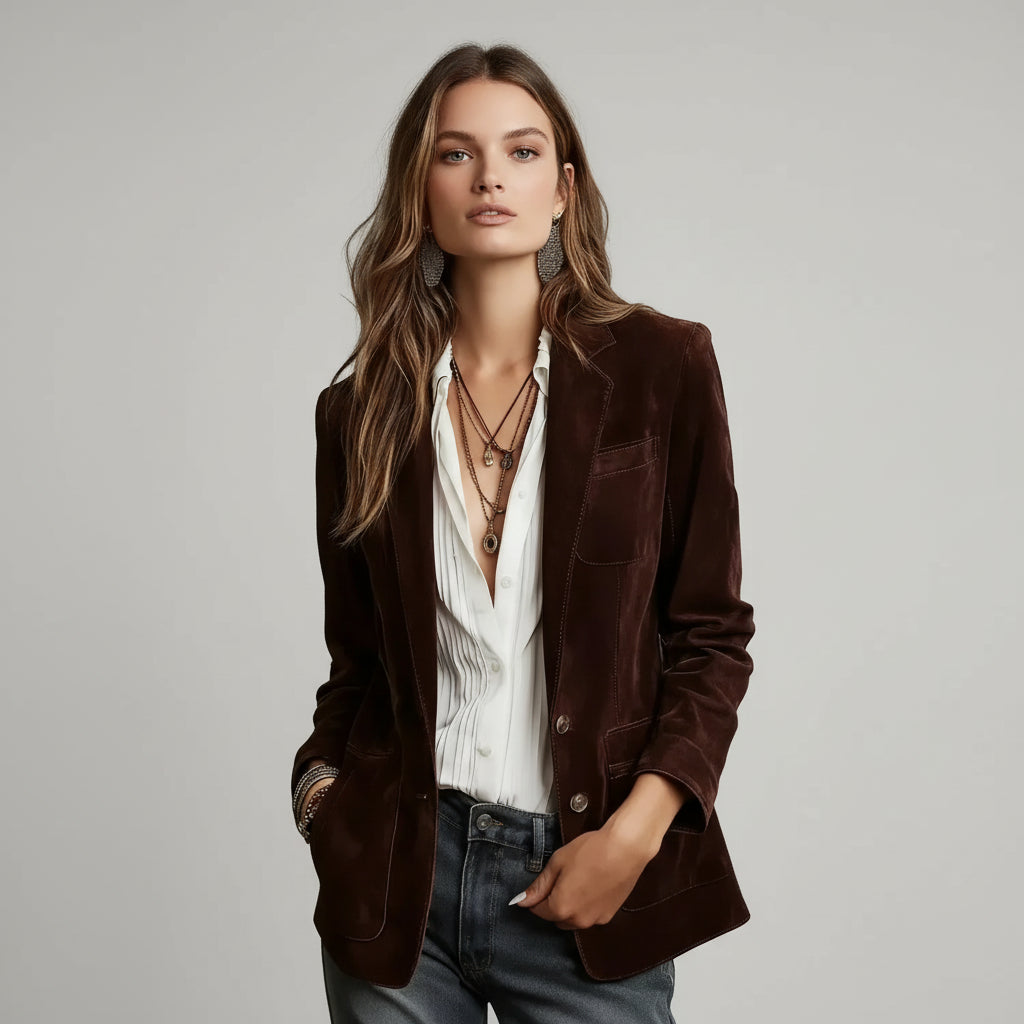 Blazer Camurça Sintética Gola Lapela Botão único Lenogue Vinho / p