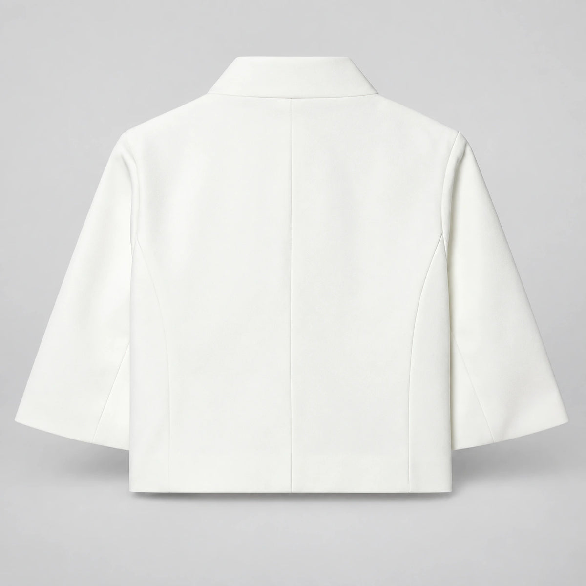 Blazer Cropped com Gola O e Fileira Única de Botões Raffiné Lenogue