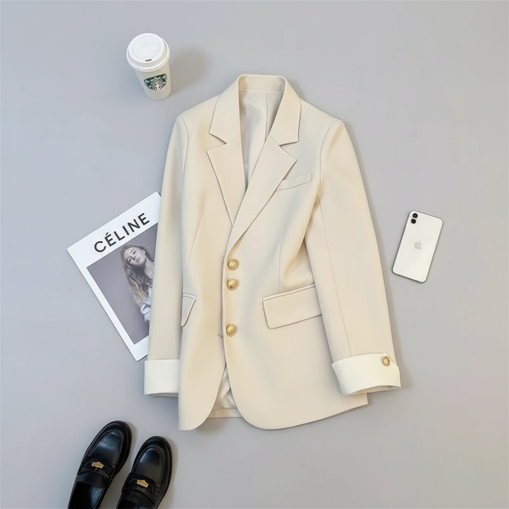 Blazer de Alfaiataria com Lapela em Entalhe Lenogue Bege / p