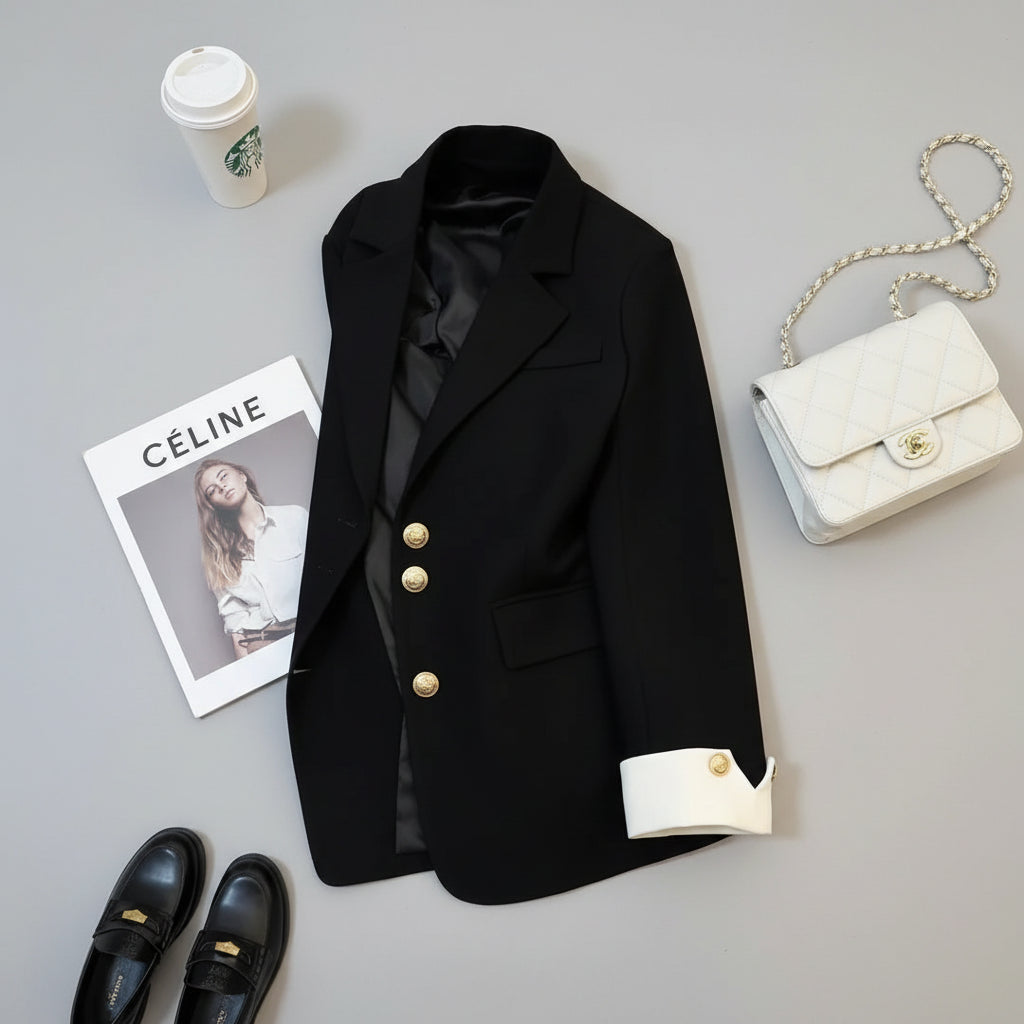 Blazer de Alfaiataria com Lapela em Entalhe Lenogue Preto / p