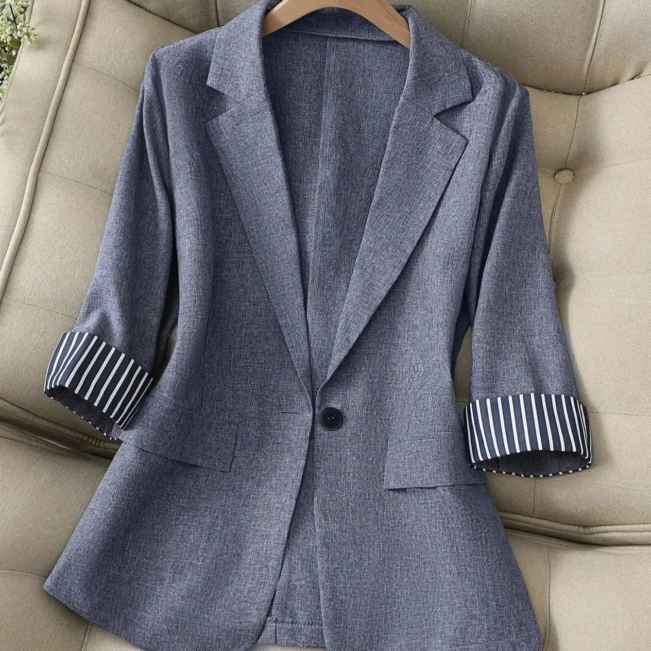 Blazer de Alfaiataria Estruturado Botão único Lenogue