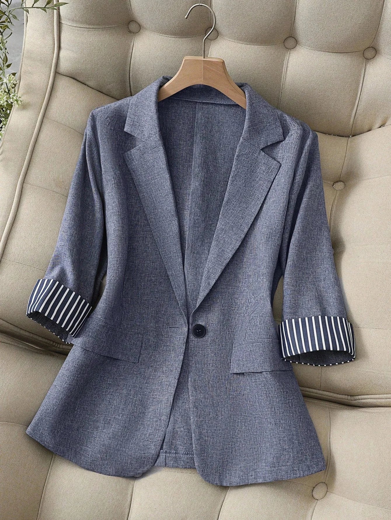 Blazer de Alfaiataria Estruturado Botão único Lenogue