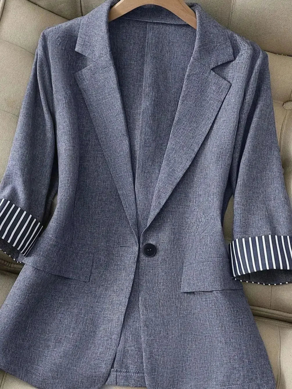 Blazer de Alfaiataria Estruturado Botão único Lenogue Azul / p