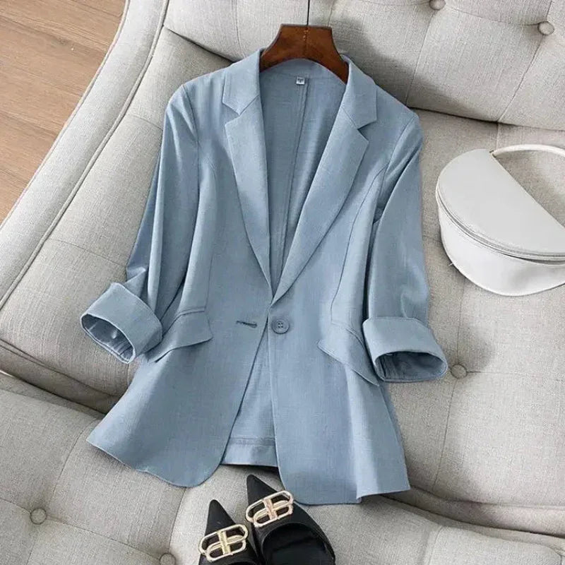 Blazer de Alfaiataria Slim Botão único Lenogue