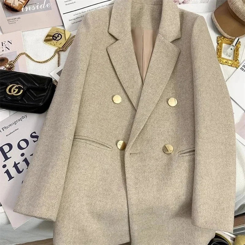 Blazer de Lã Mista Alfaiataria Transpassado Lenogue