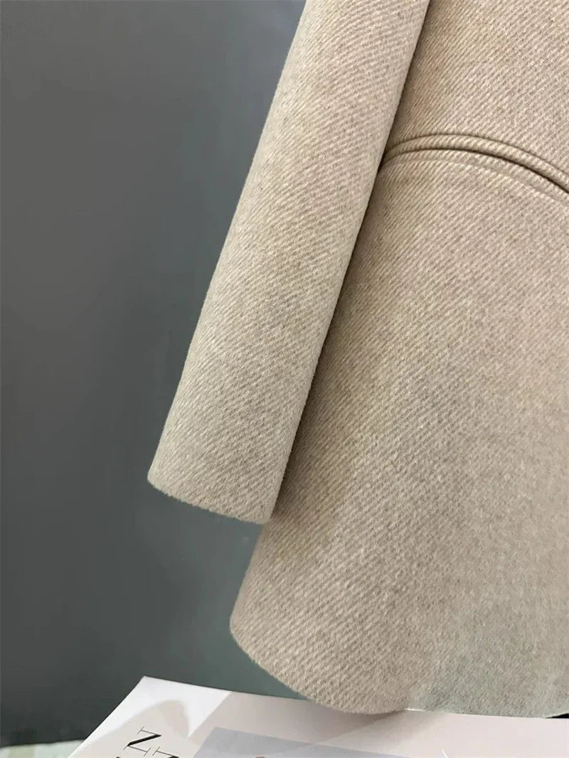 Blazer de Lã Mista Alfaiataria Transpassado Lenogue