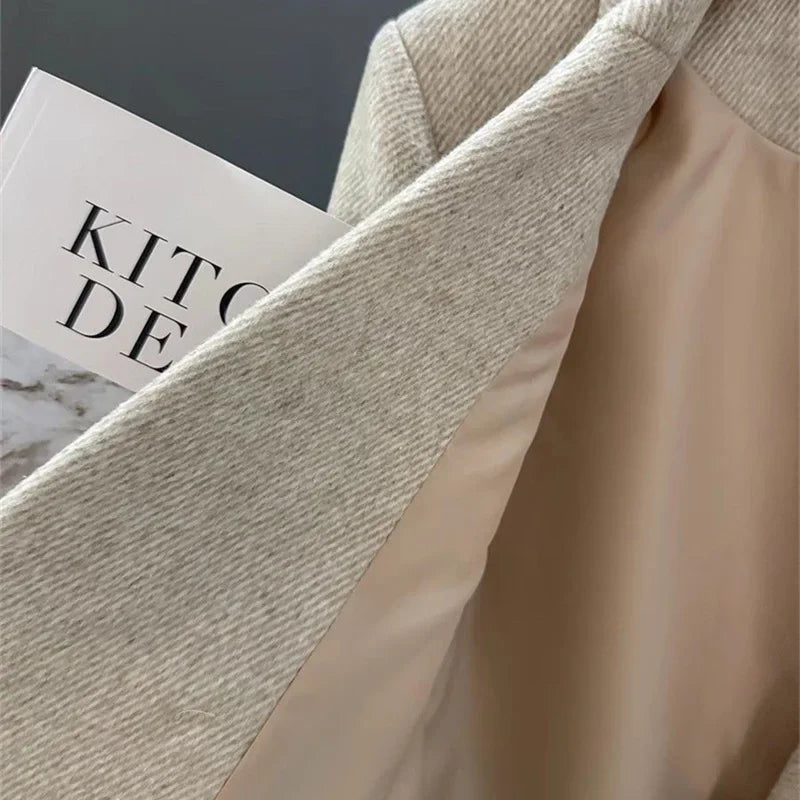 Blazer de Lã Mista Alfaiataria Transpassado Lenogue