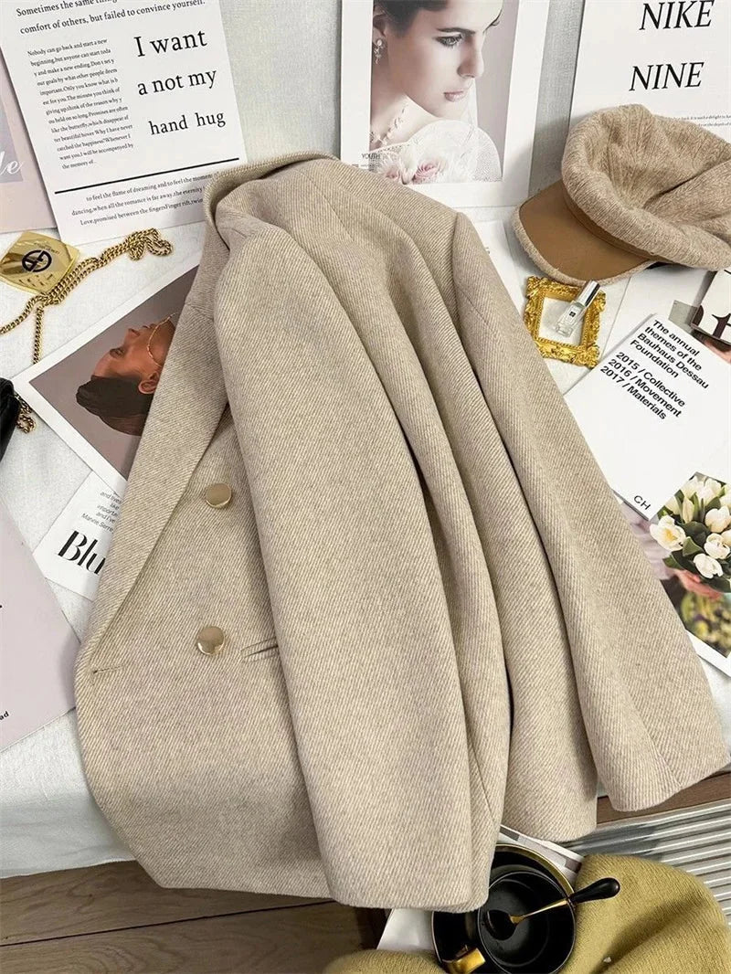 Blazer de Lã Mista Alfaiataria Transpassado Lenogue