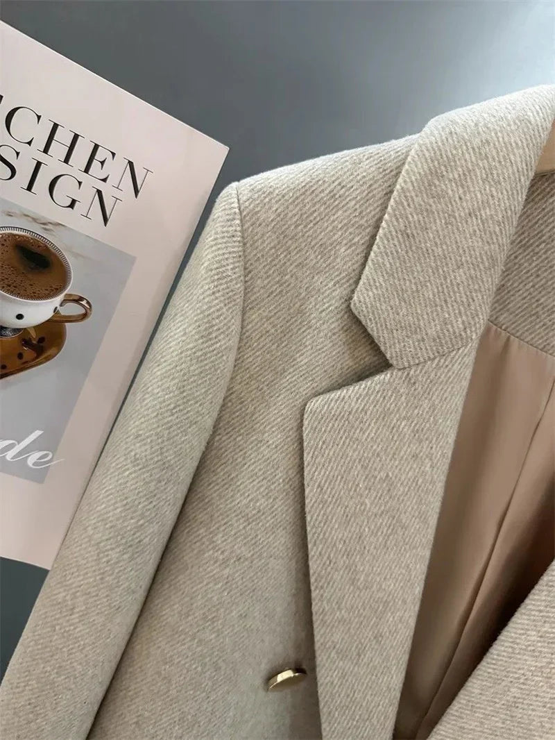 Blazer de Lã Mista Alfaiataria Transpassado Lenogue