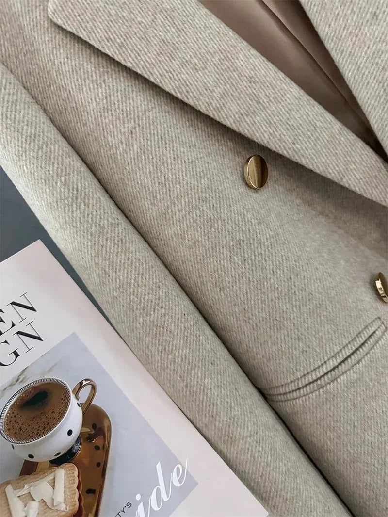 Blazer de Lã Mista Alfaiataria Transpassado Lenogue