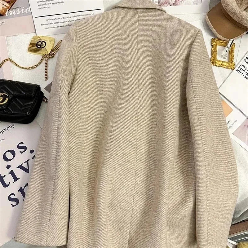 Blazer de Lã Mista Alfaiataria Transpassado Lenogue