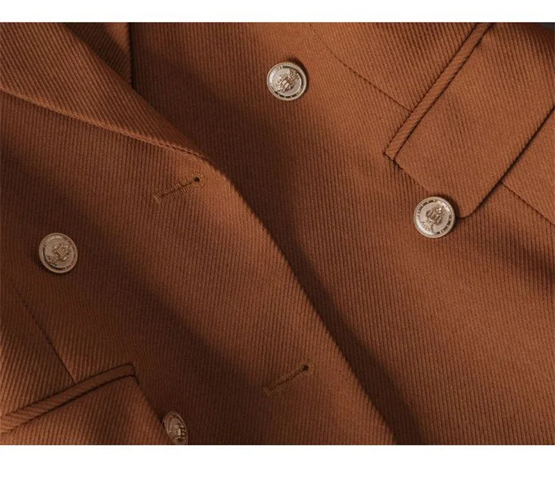 Blazer Longo de Alfaiataria Transpassado Lenogue