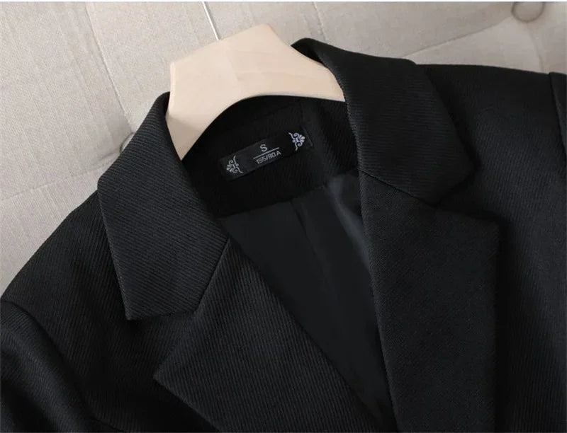 Blazer Longo de Alfaiataria Transpassado Lenogue