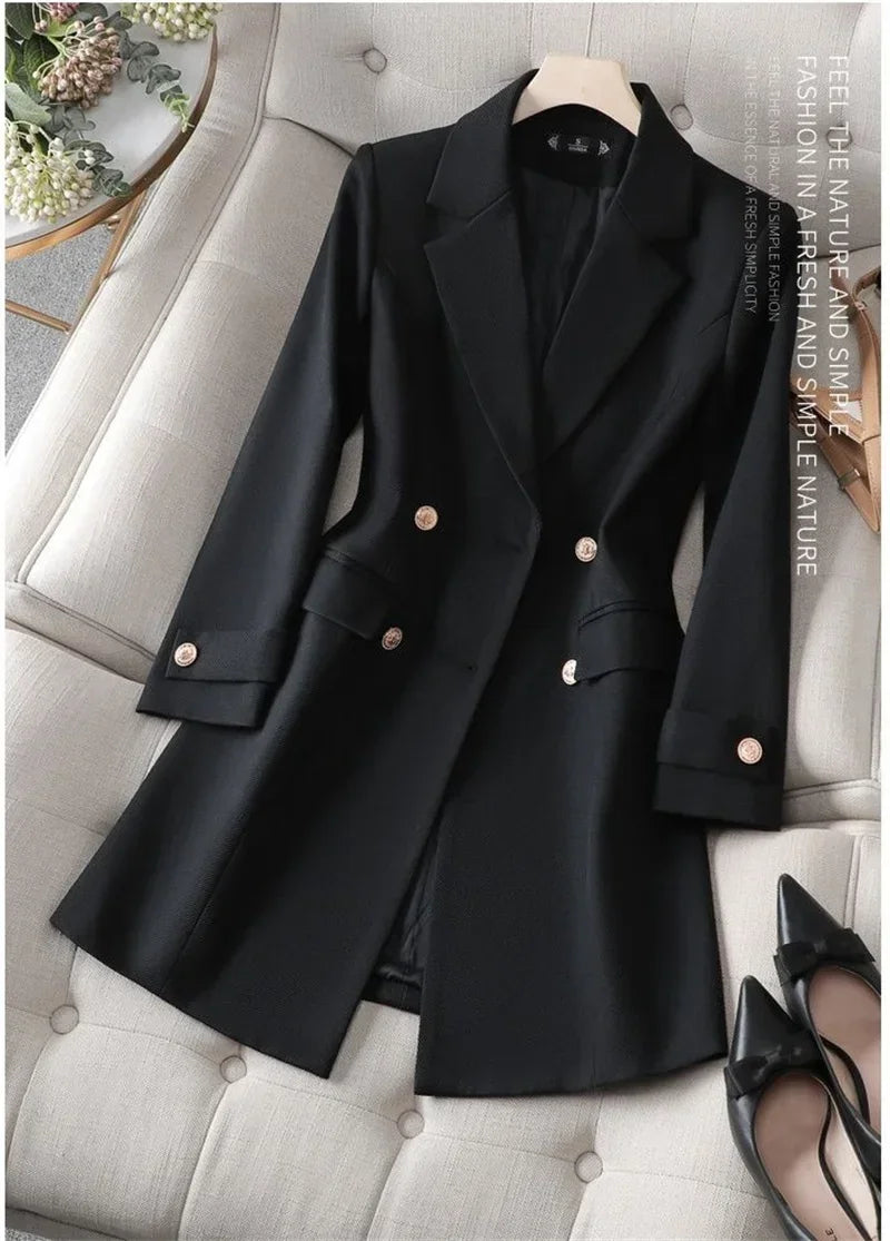 Blazer Longo de Alfaiataria Transpassado Lenogue