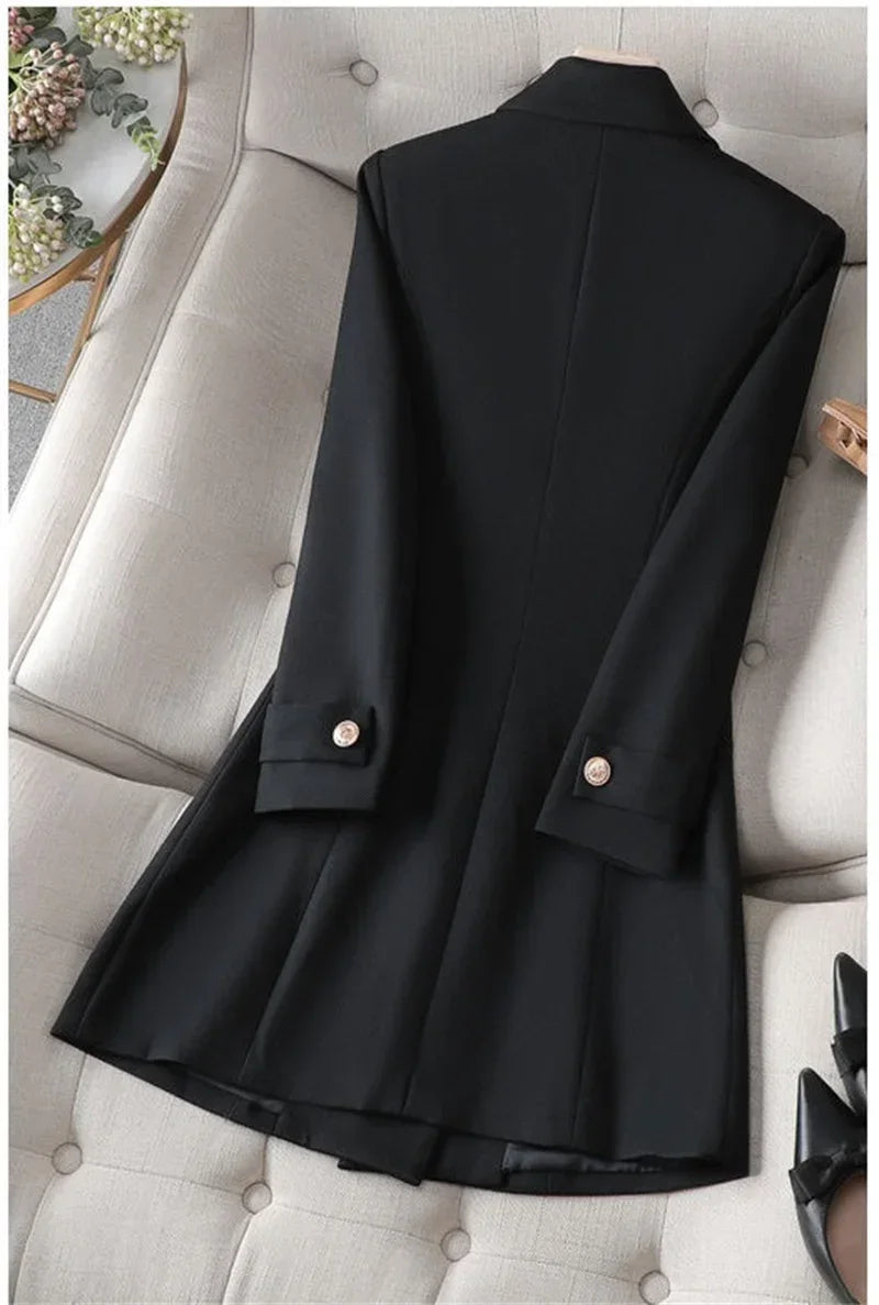 Blazer Longo de Alfaiataria Transpassado Lenogue