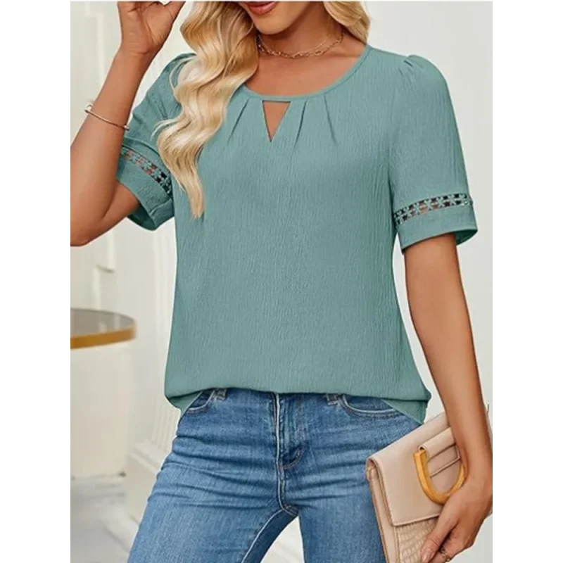 Blusa Casual com Decote Redondo e Amarração Lenogue Verde / p