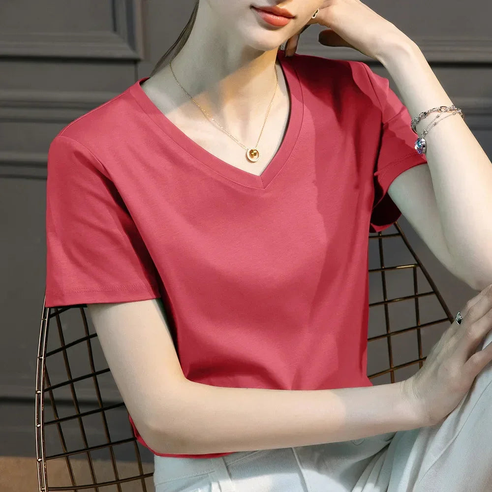 Blusa Casual em Algodão e Seda Sintética com Textura Lenogue