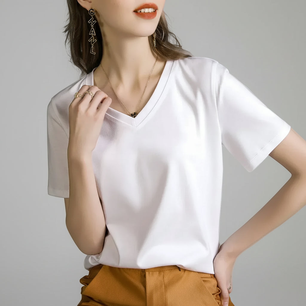 Blusa Casual em Algodão e Seda Sintética com Textura Lenogue Branco / p