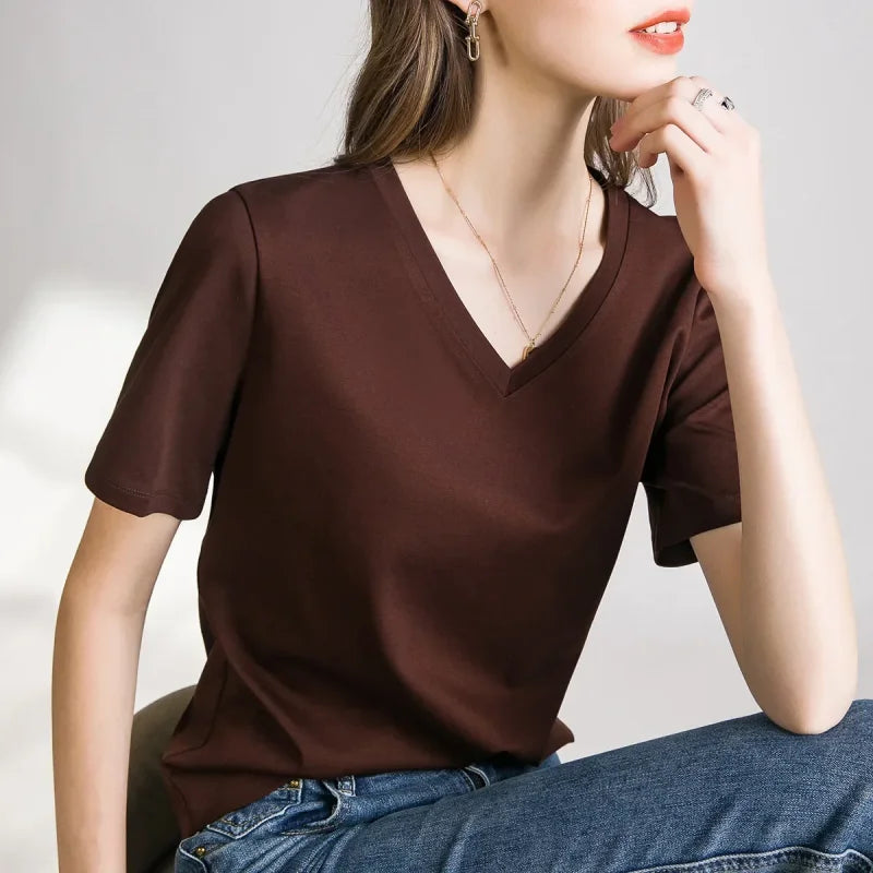Blusa Casual em Algodão e Seda Sintética com Textura Lenogue Marrom Escuro / p