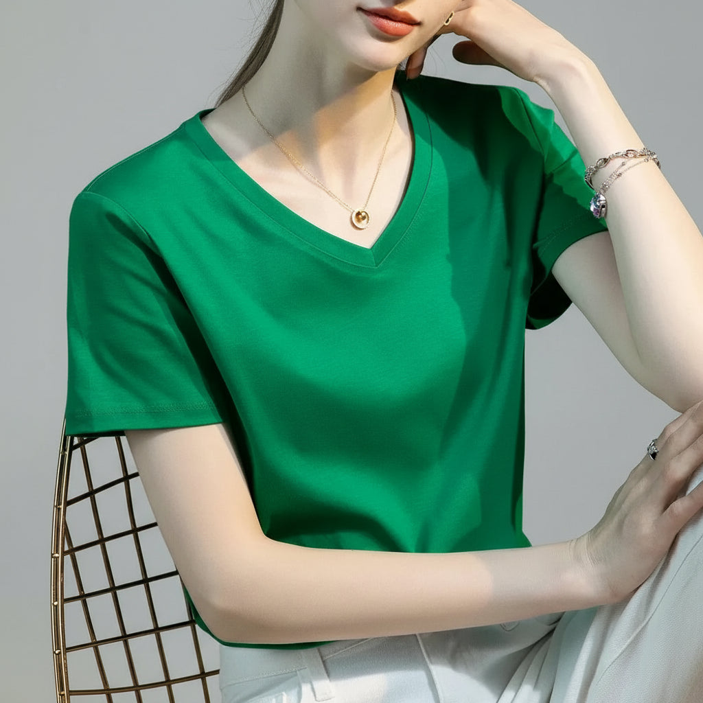Blusa Casual em Algodão e Seda Sintética com Textura Lenogue Verde / p