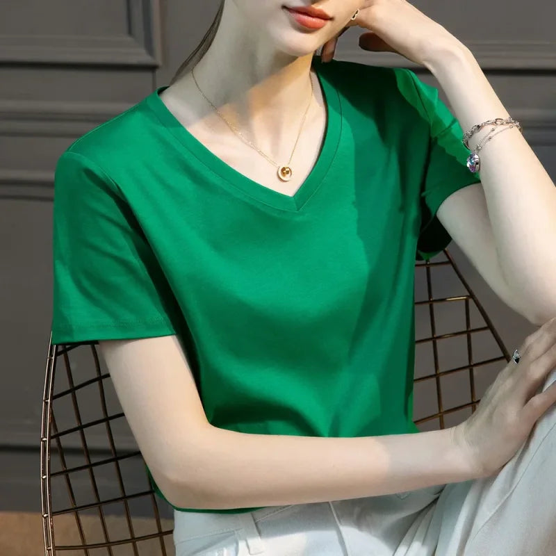 Blusa Casual em Algodão e Seda Sintética com Textura Lenogue Verde / p