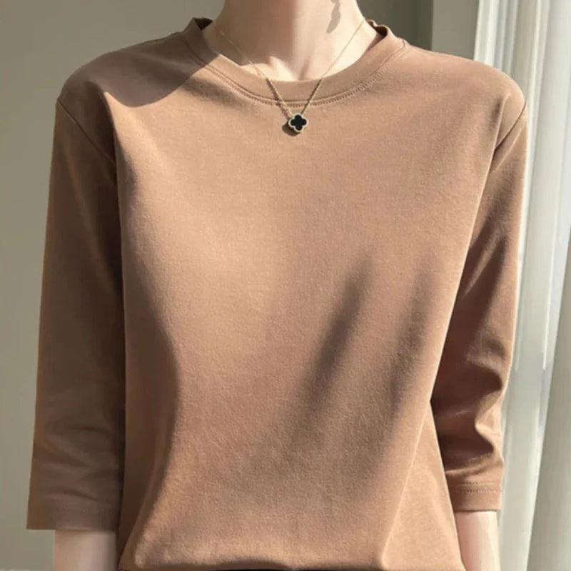 Blusa de Algodão Mercerizado para Casual Chic Lenogue