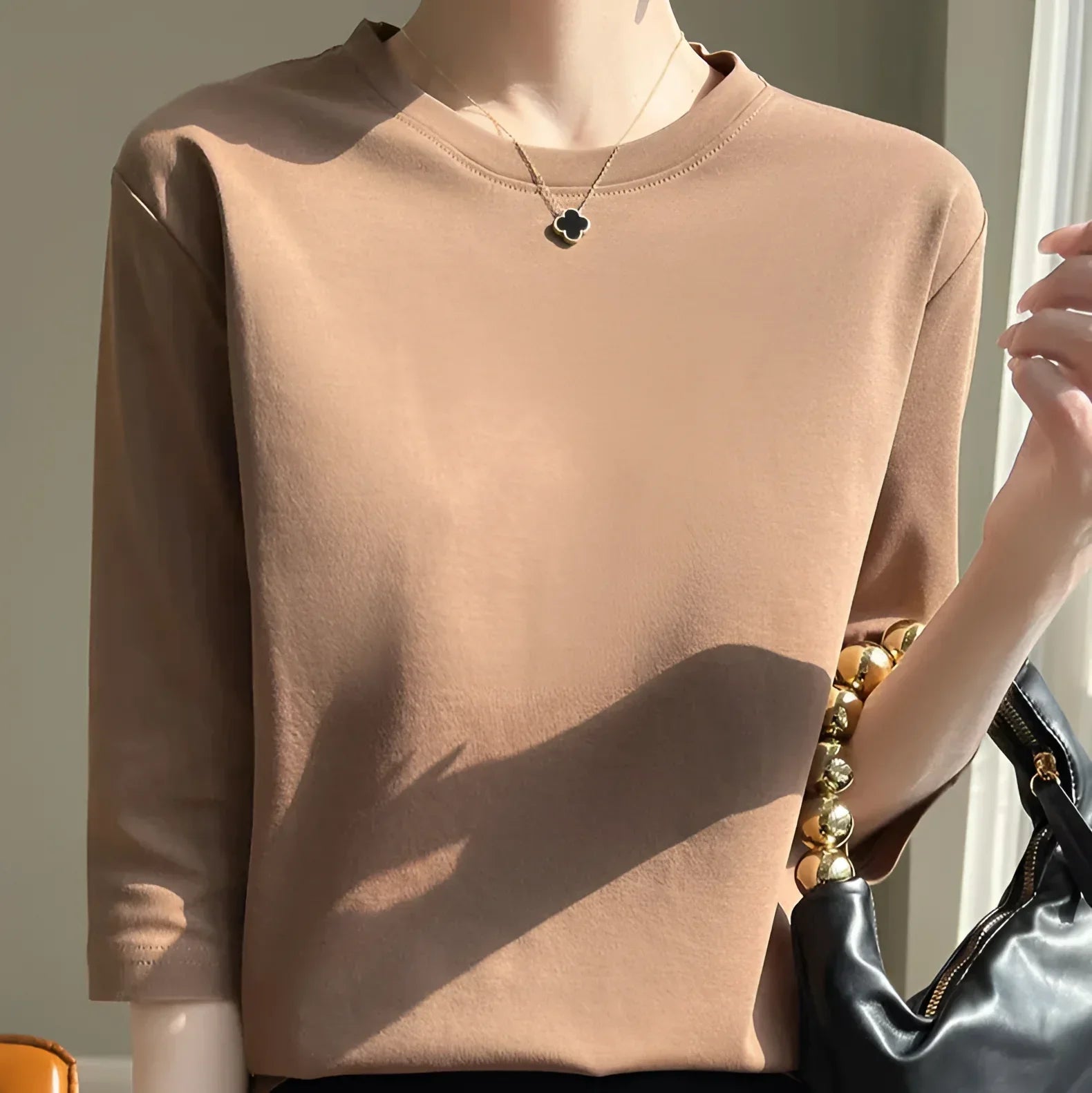 Blusa de Algodão Mercerizado para Casual Chic Lenogue