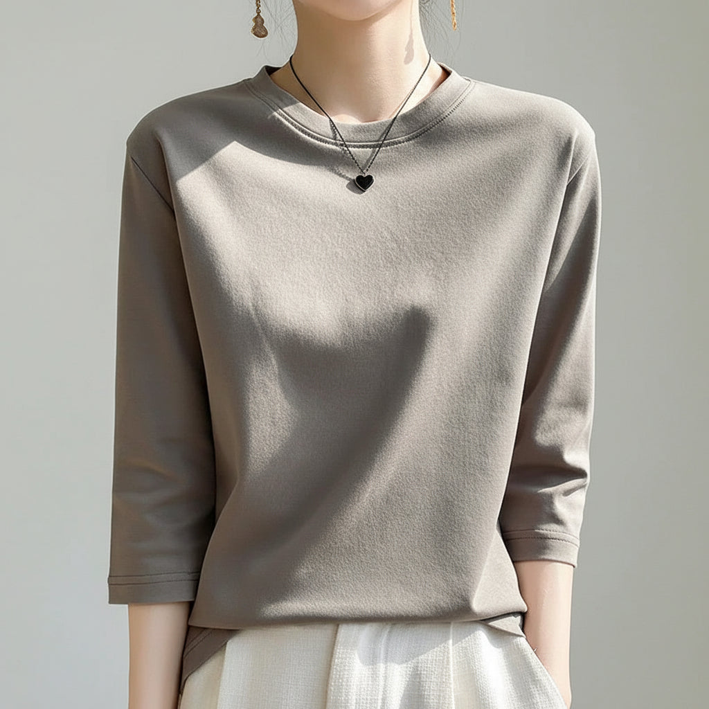 Blusa de Algodão Mercerizado para Casual Chic Lenogue Cinza / m